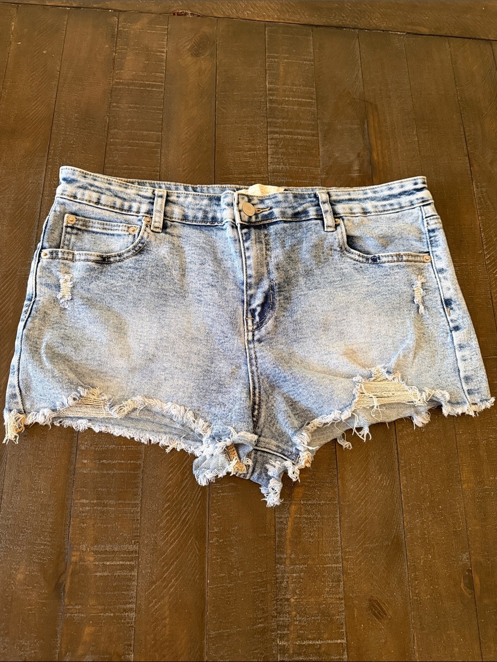 Project Rebel Washed Light Blue Distressed Denim Cutoff Shorts